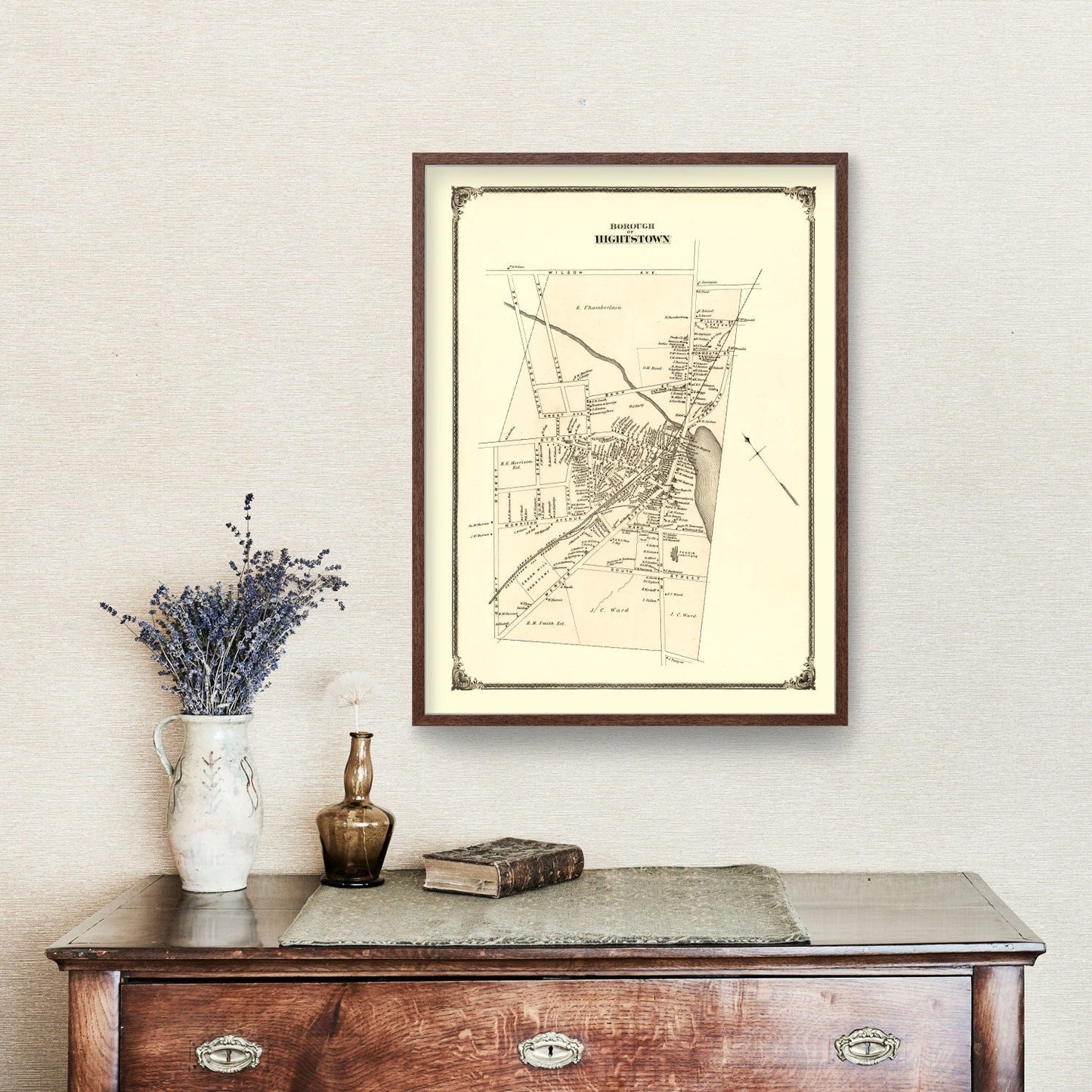 Vintage Map of Hightstown, New Jersey 1875