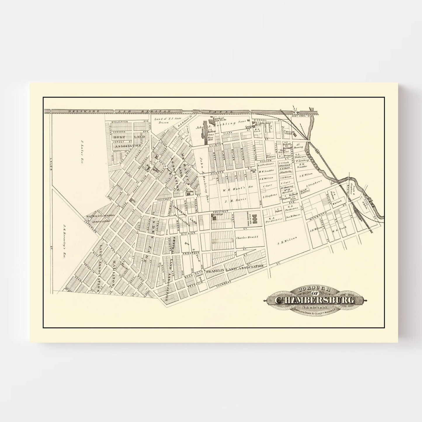 Vintage Map of Chambersburg, New Jersey 1875