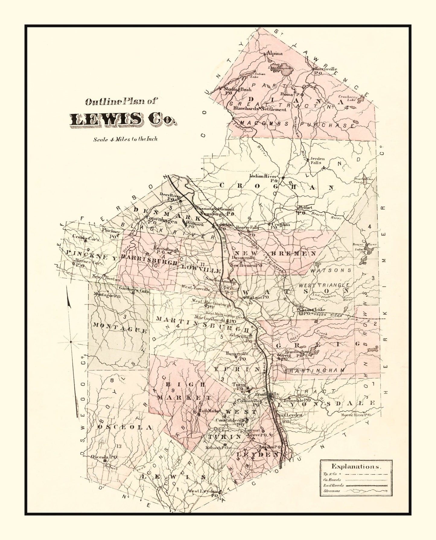 Vintage Map of Lewis County, New York 1875