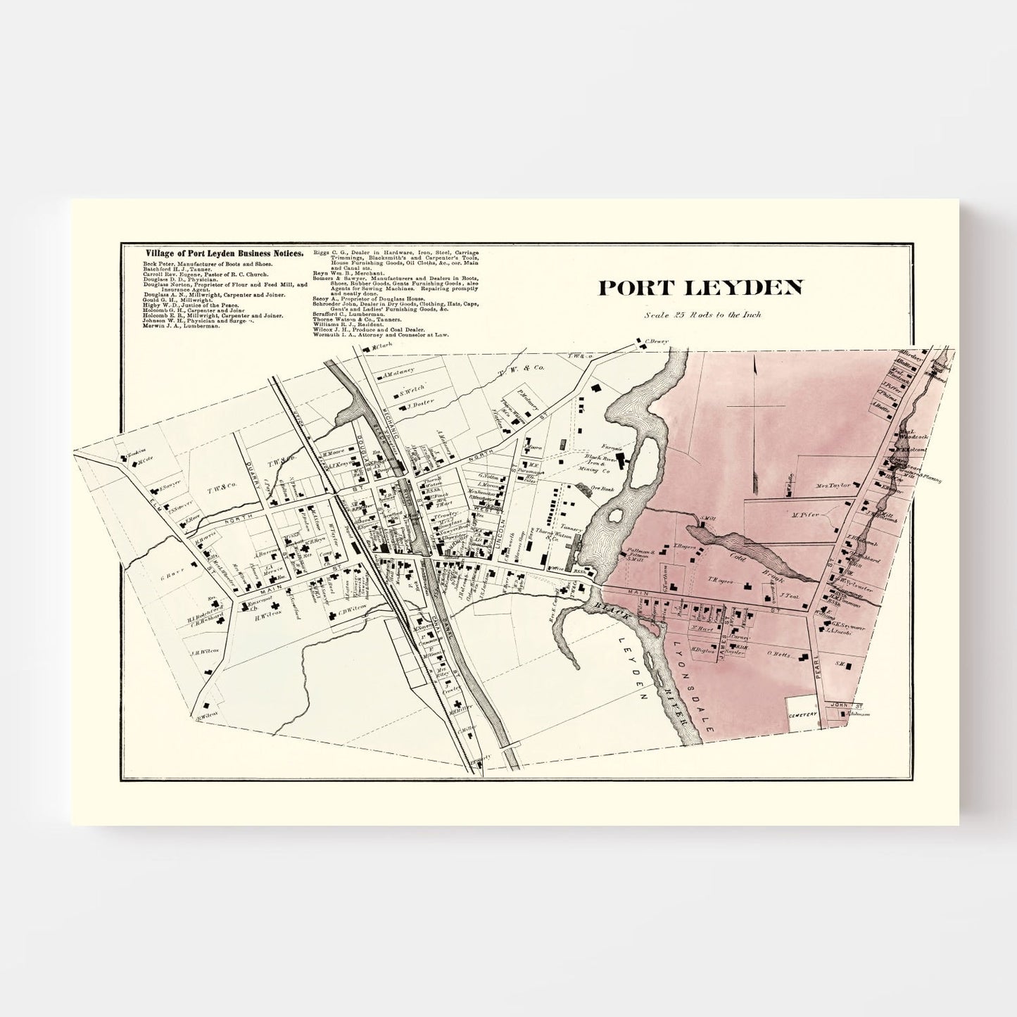 Vintage Map of Port Leyden Township, Lewis County, New York 1875