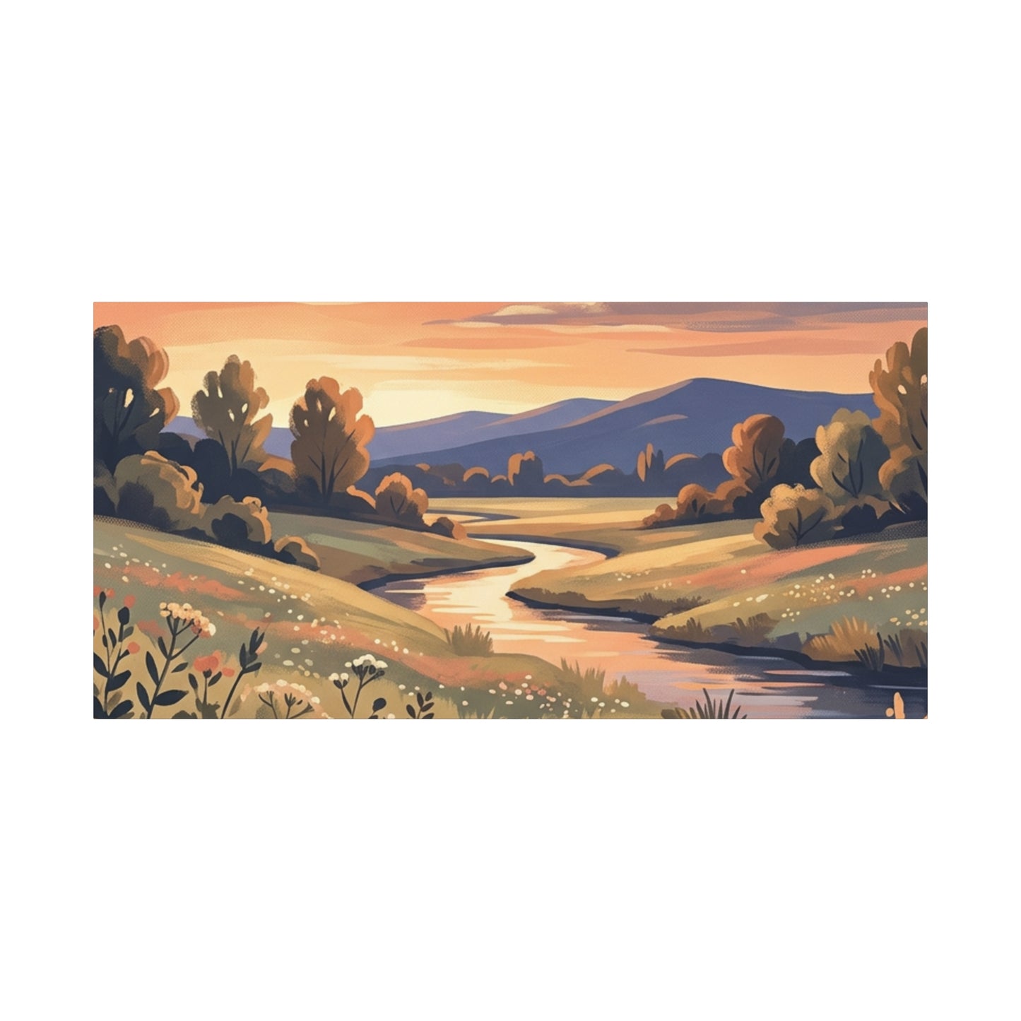 Sunset Meadow Canvas Wall Art