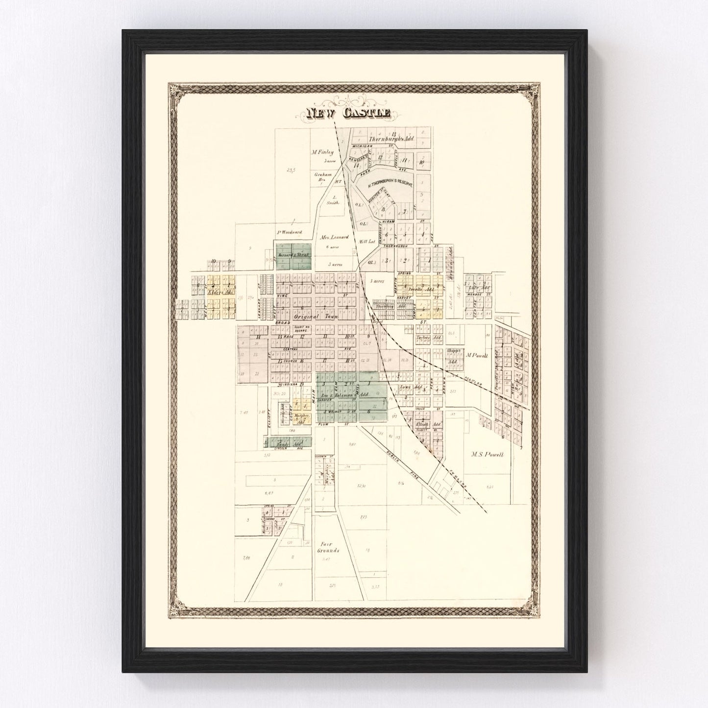 Vintage Map of New Castle Township, Henry County, Indiana 1875