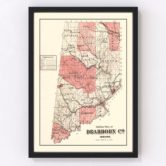 Vintage Map of Dearborn County, Indiana 1875