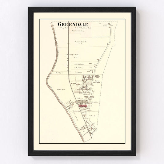 Vintage Map of Greendale, Indiana 1875