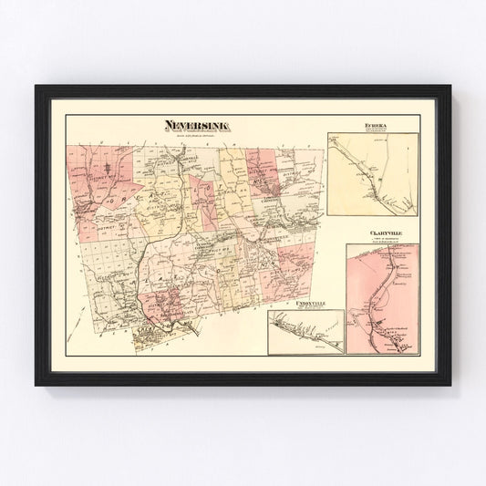 Vintage Map of Neversink Township, Sullivan County, New York 1875