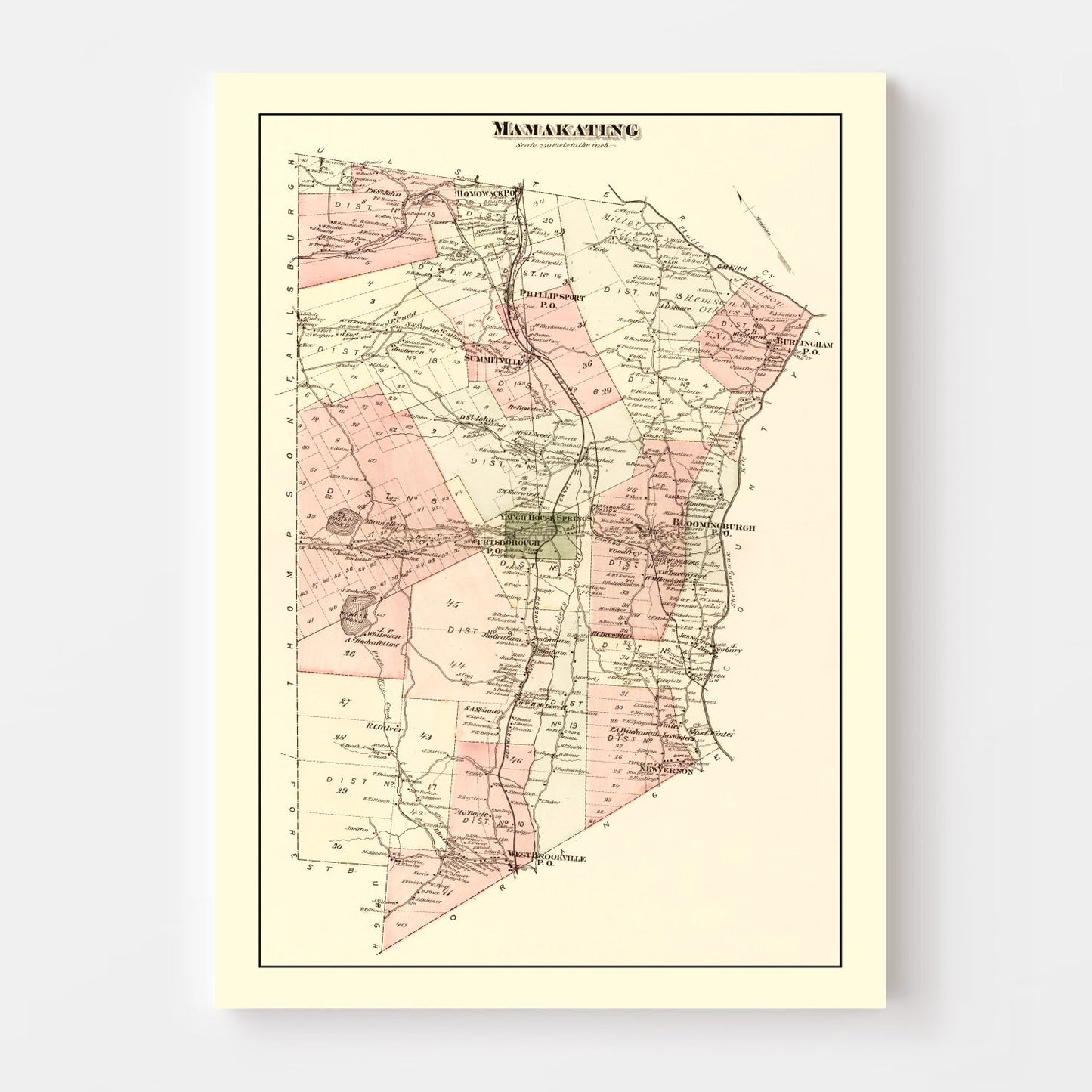 Vintage Map of Mamakating Township, Sullivan County, New York 1875