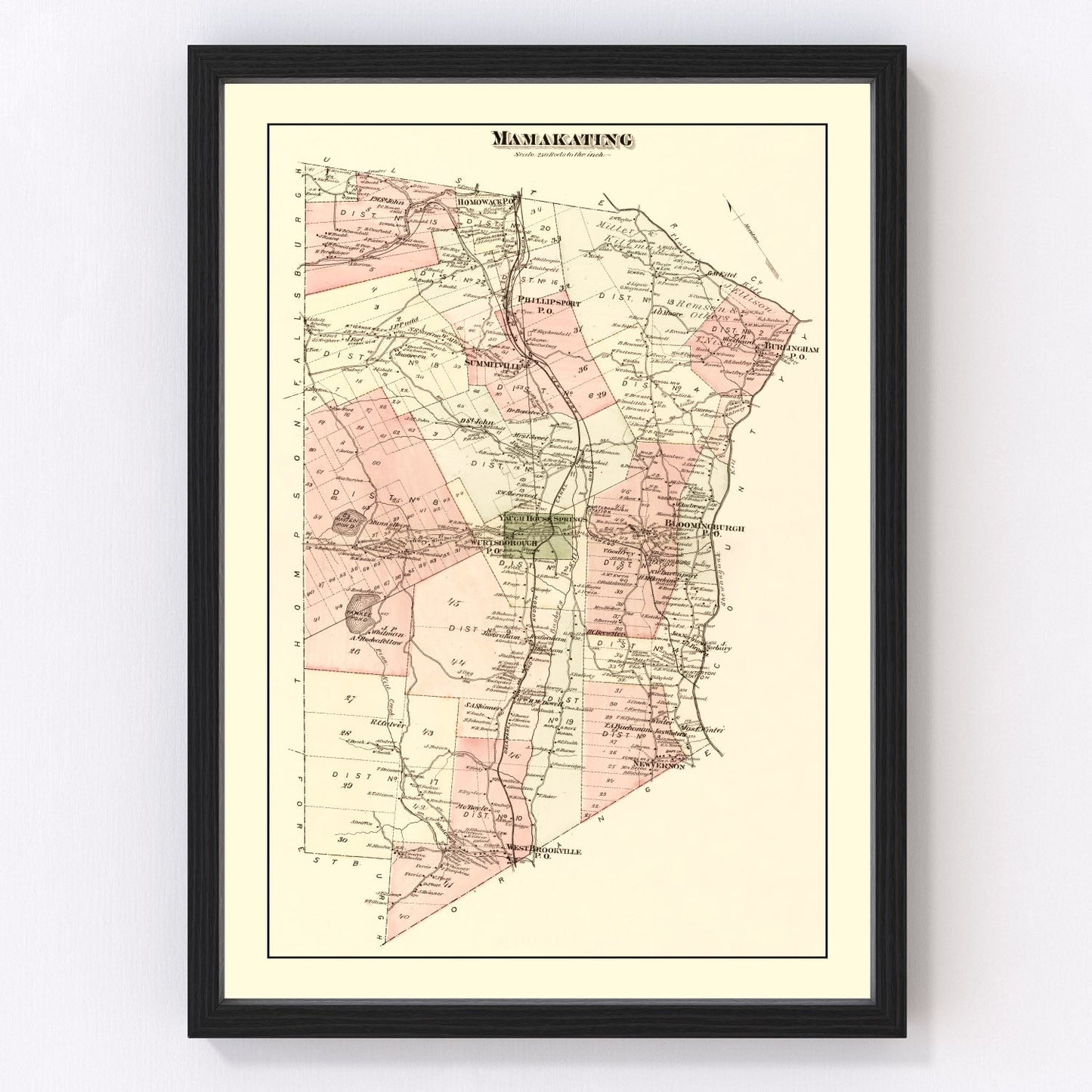 Vintage Map of Mamakating Township, Sullivan County, New York 1875