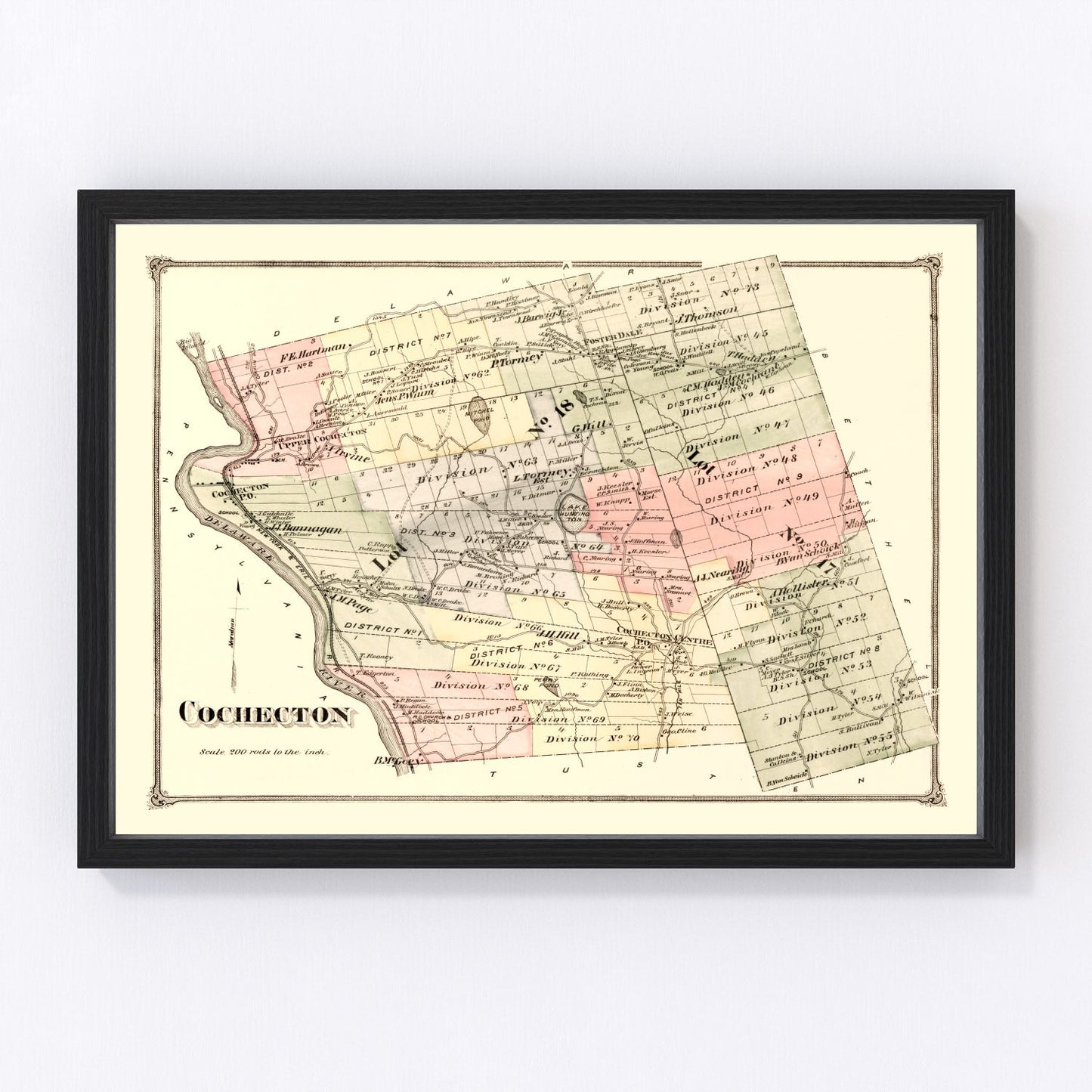 Vintage Map of Cochecton Township, Sullivan County, New York 1875