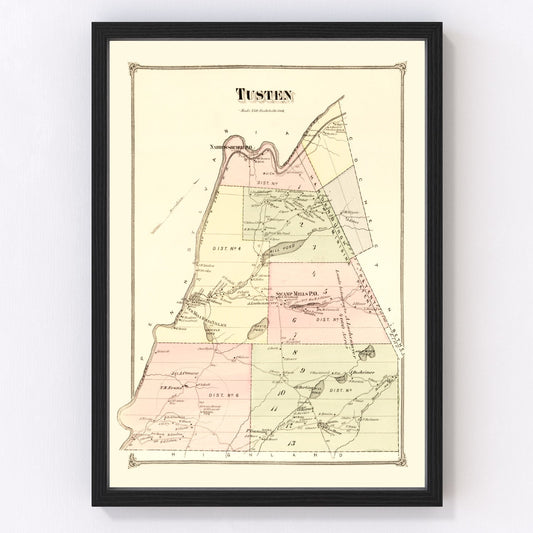 Vintage Map of Tusten Township, Sullivan County, New York 1875