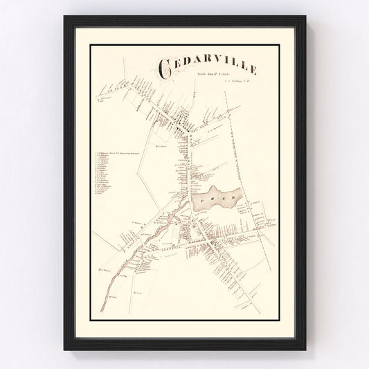 Vintage Map of Cedarville, New Jersey 1876