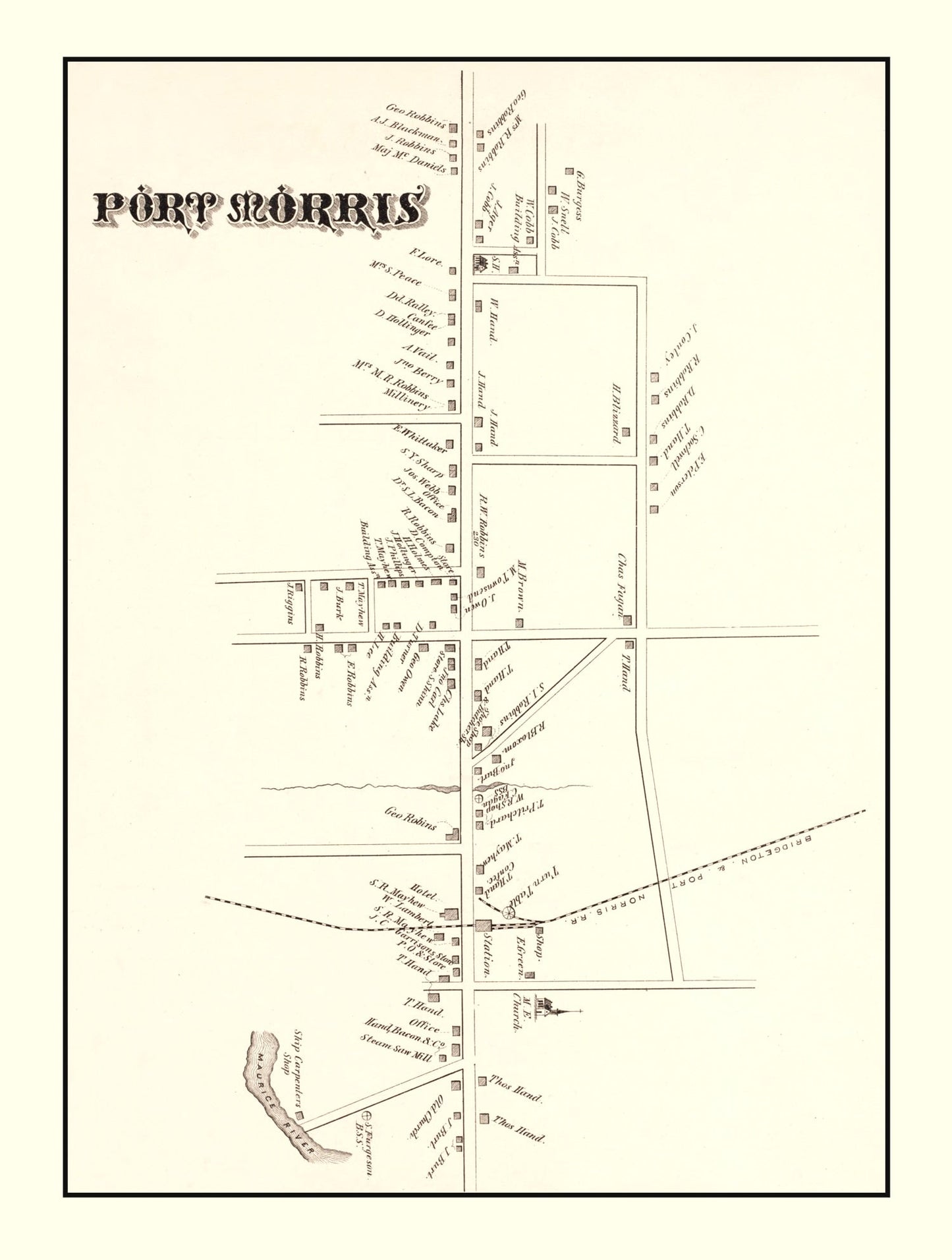 Vintage Map of Port Morris, New Jersey 1876