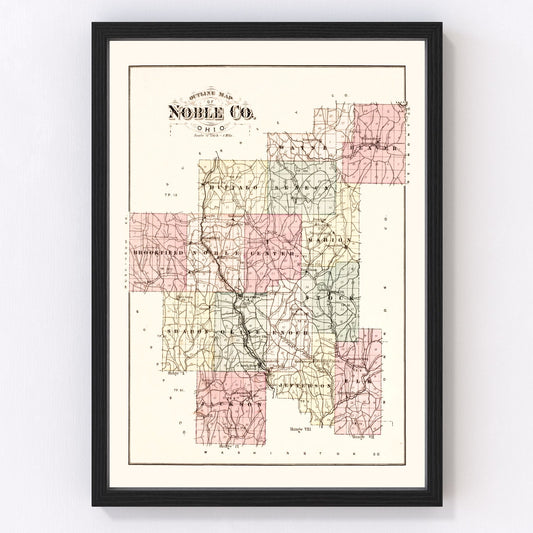 Vintage Map of Noble County, Ohio 1876