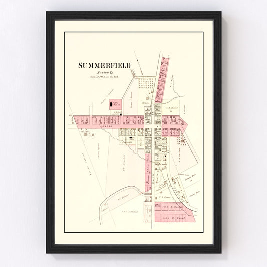 Vintage Map of Summerfield, Ohio 1876