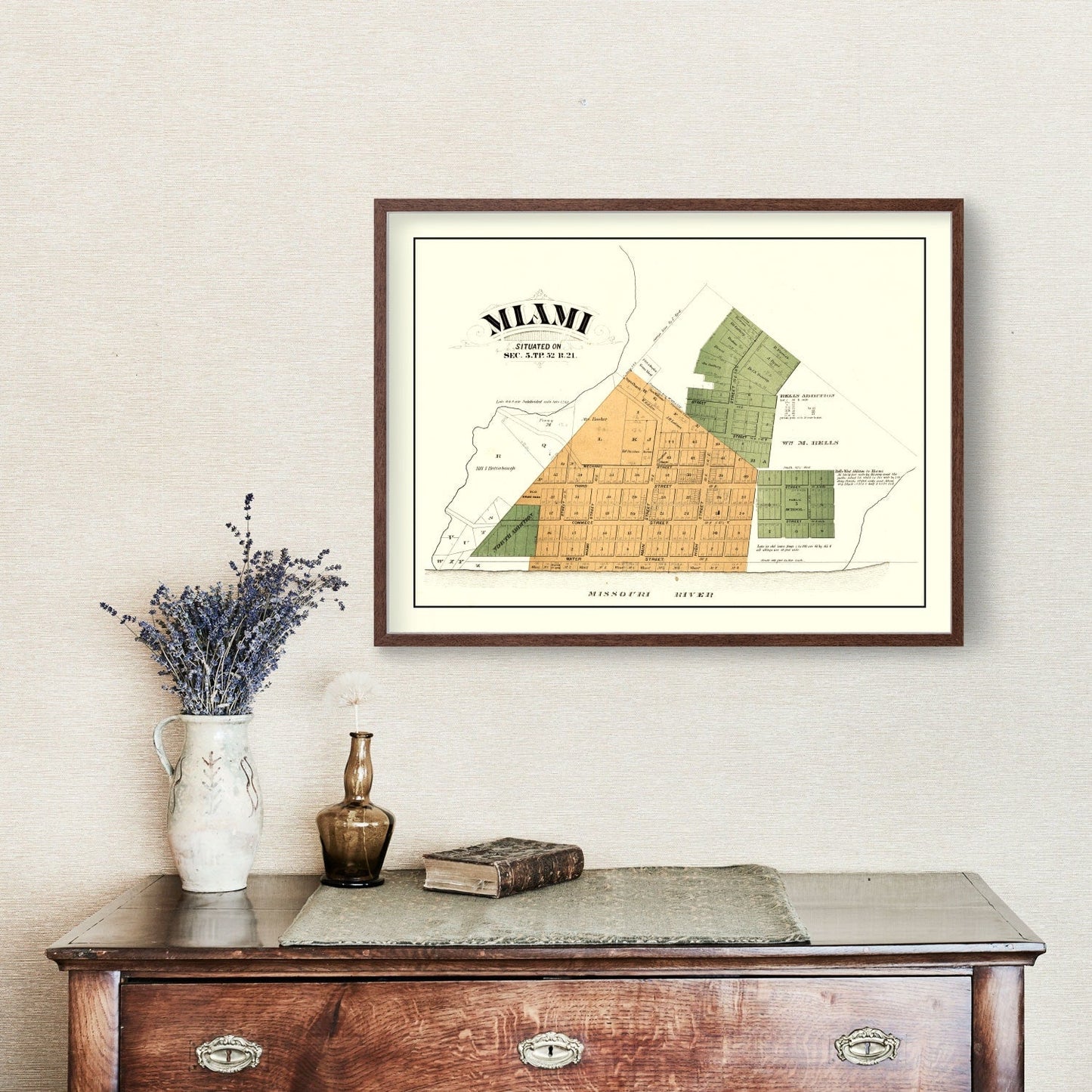 Vintage Map of Miami Township, Saline County, Missouri 1876