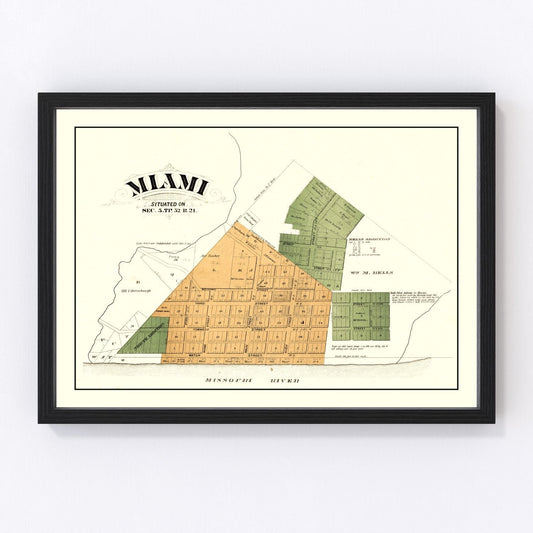 Vintage Map of Miami Township, Saline County, Missouri 1876