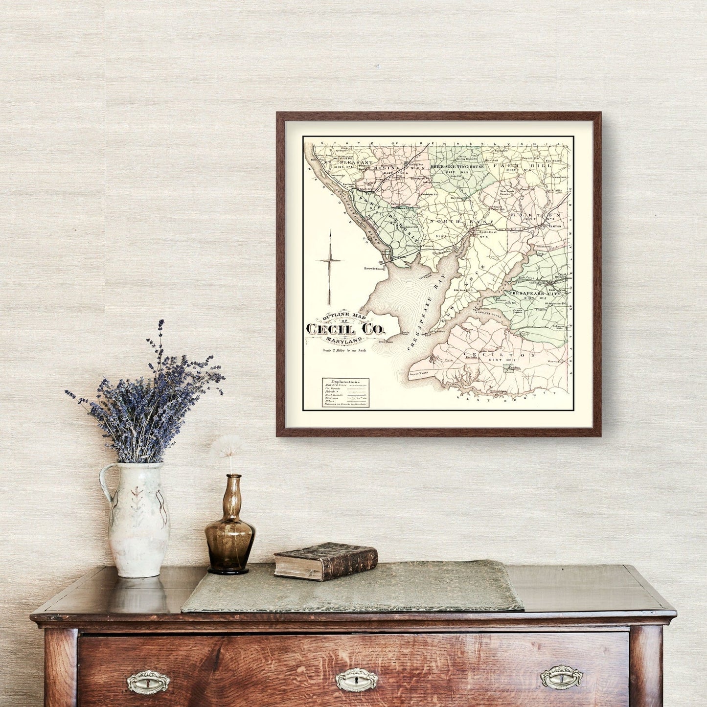 Vintage Map of Cecil County, Maryland 1877