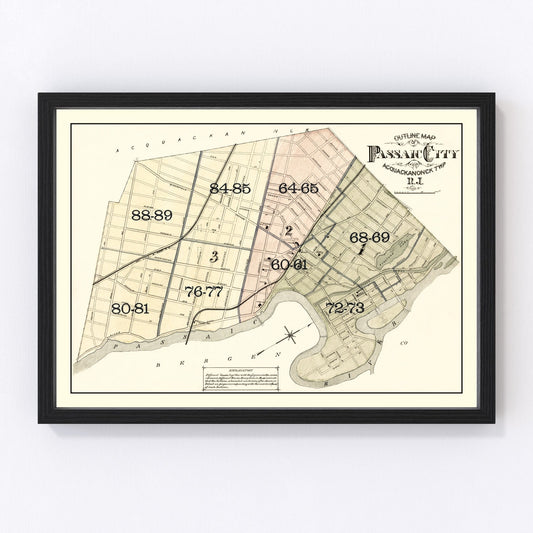 Vintage Map of Passaic, New Jersey 1877