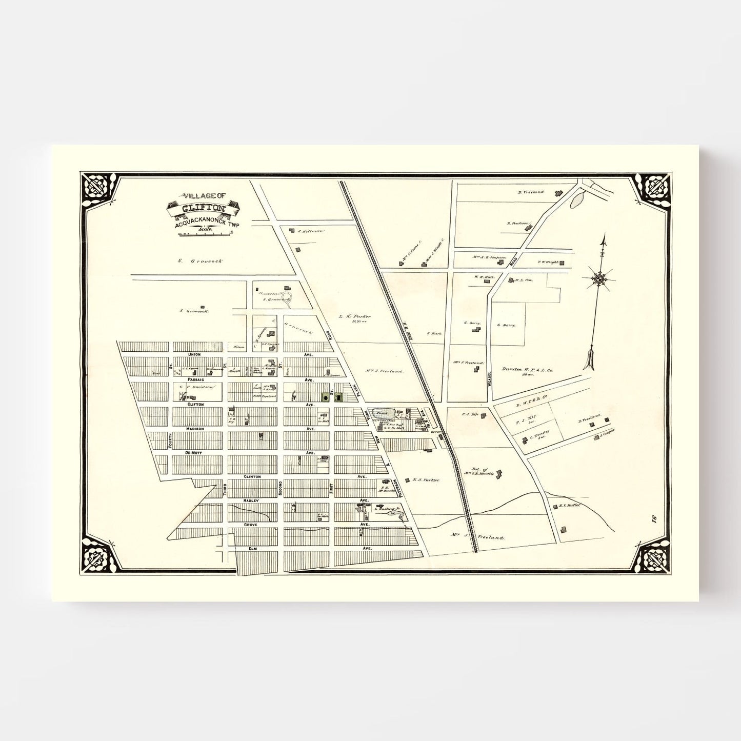 Vintage Map of Clifton, New Jersey 1877