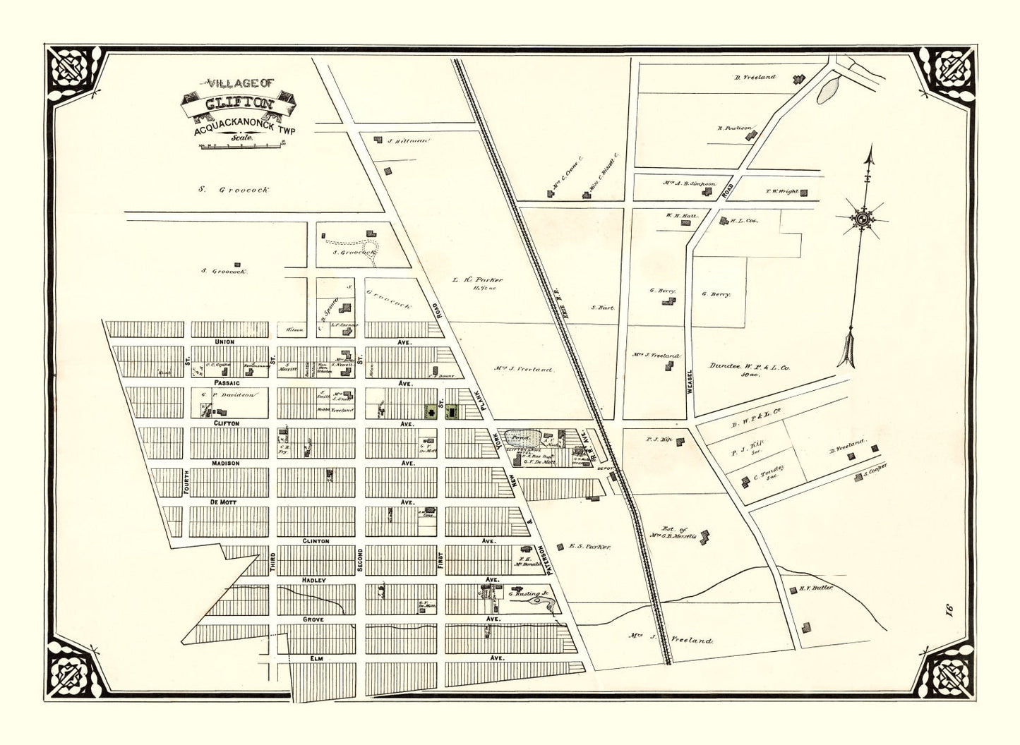 Vintage Map of Clifton, New Jersey 1877