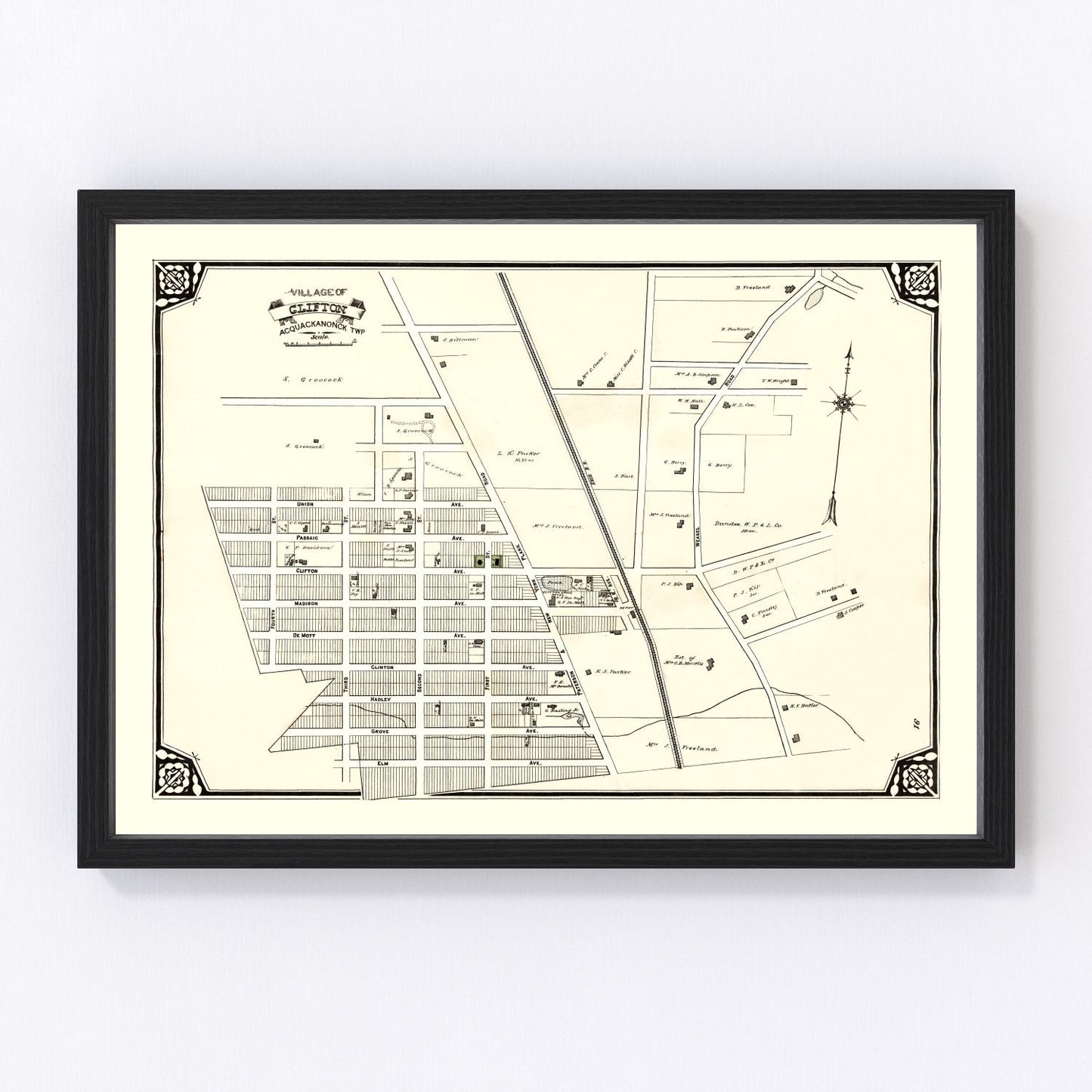 Vintage Map of Clifton, New Jersey 1877