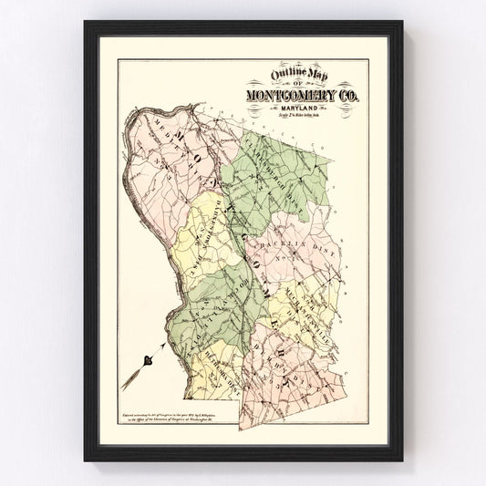 Vintage Map of Montgomery County, Washington DC 1879