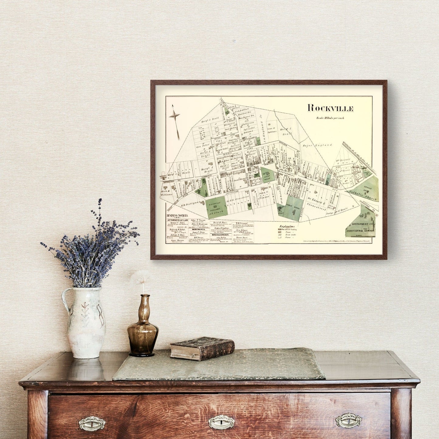 Vintage Map of Rockville, Maryland 1879