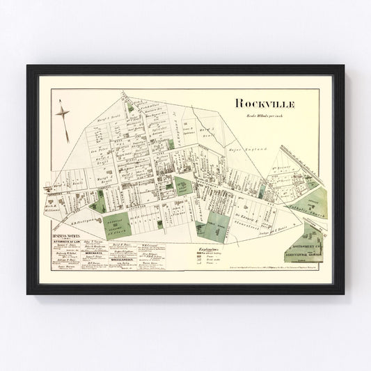 Vintage Map of Rockville, Maryland 1879