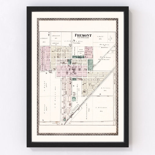 Vintage Map of Fremont, Indiana 1880