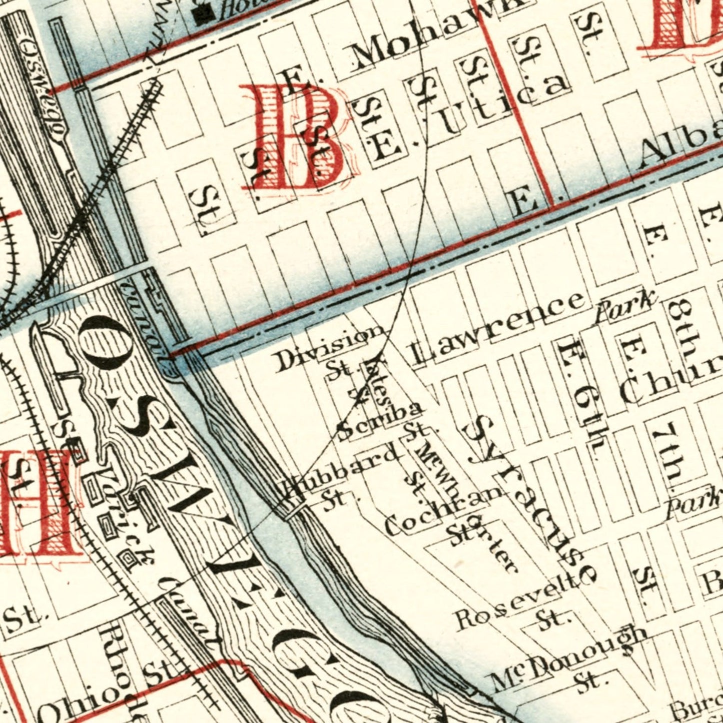 Vintage Map of Oswego, New York 1880