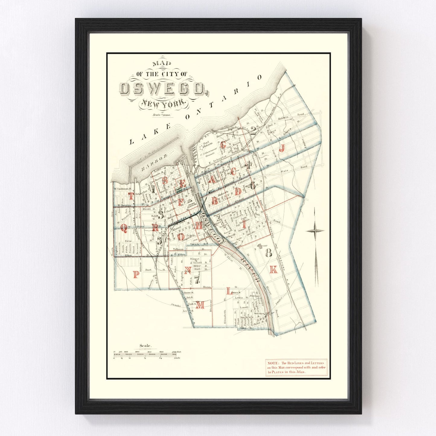 Vintage Map of Oswego, New York 1880
