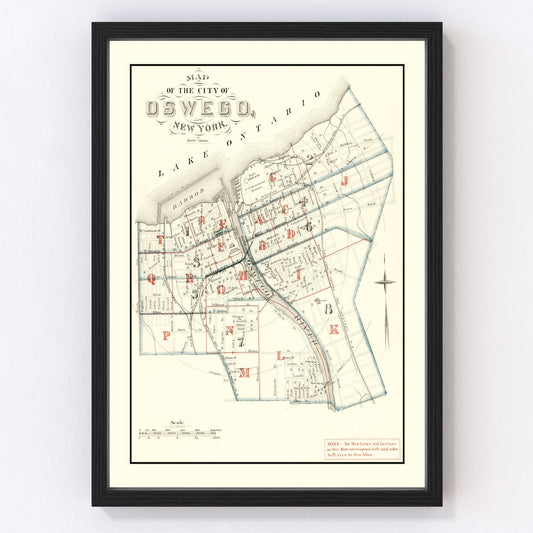 Vintage Map of Oswego, New York 1880