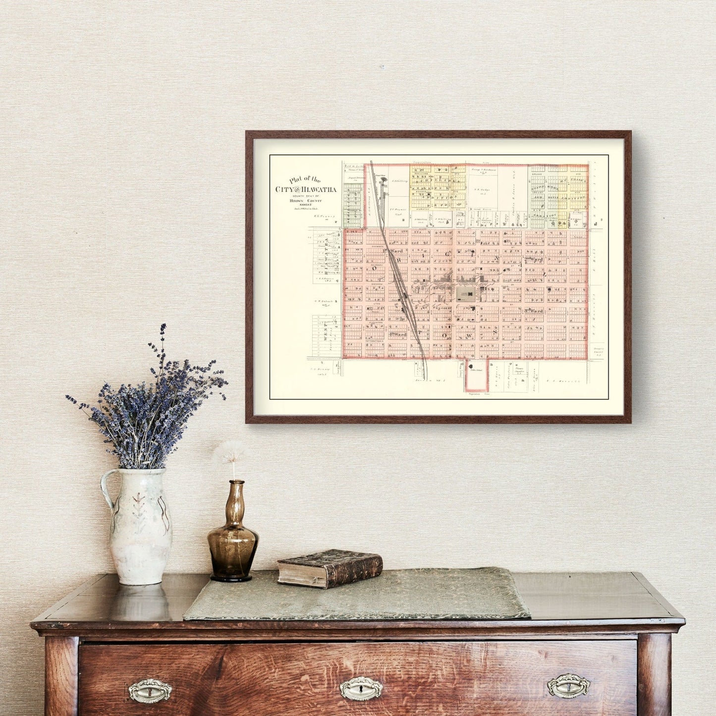 Vintage Map of Hiawatha, Kansas 1887