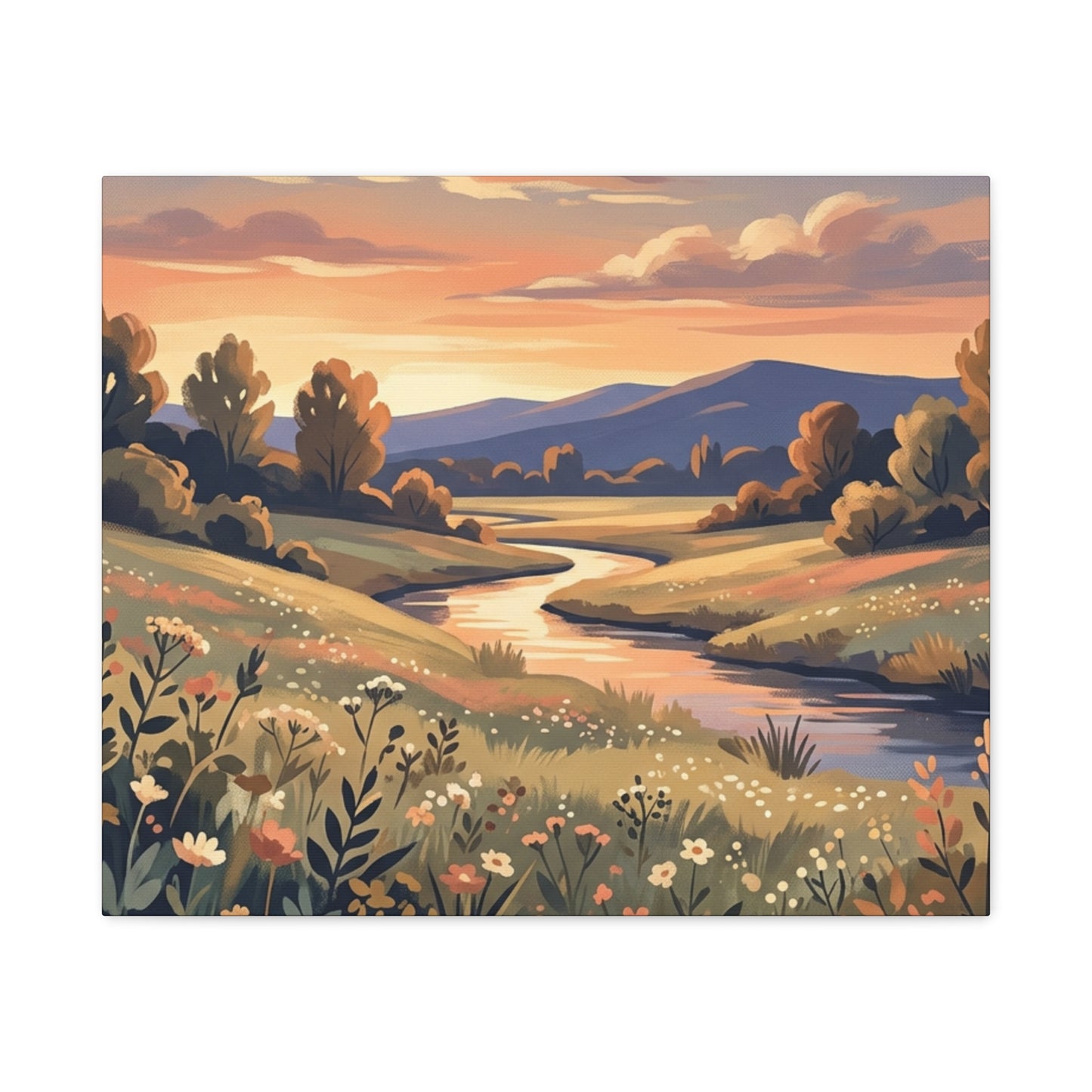Sunset Meadow Canvas Wall Art