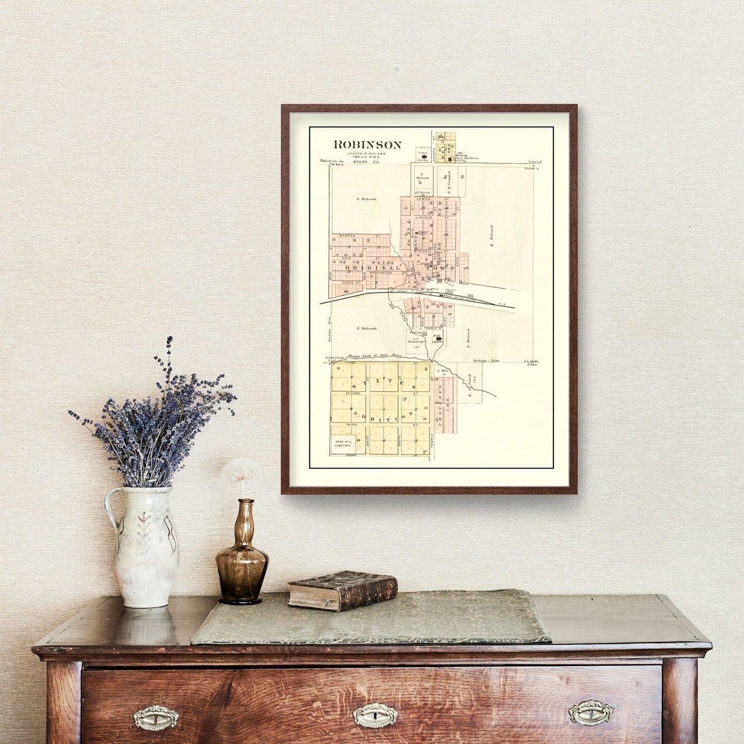 Vintage Map of Robinson, Kansas 1887