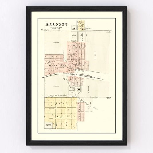 Vintage Map of Robinson, Kansas 1887