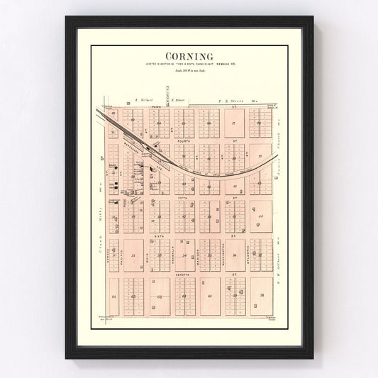 Vintage Map of Corning, Kansas 1887