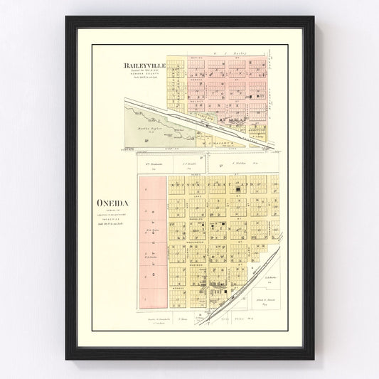 Vintage Map of Baileyville, Kansas 1887