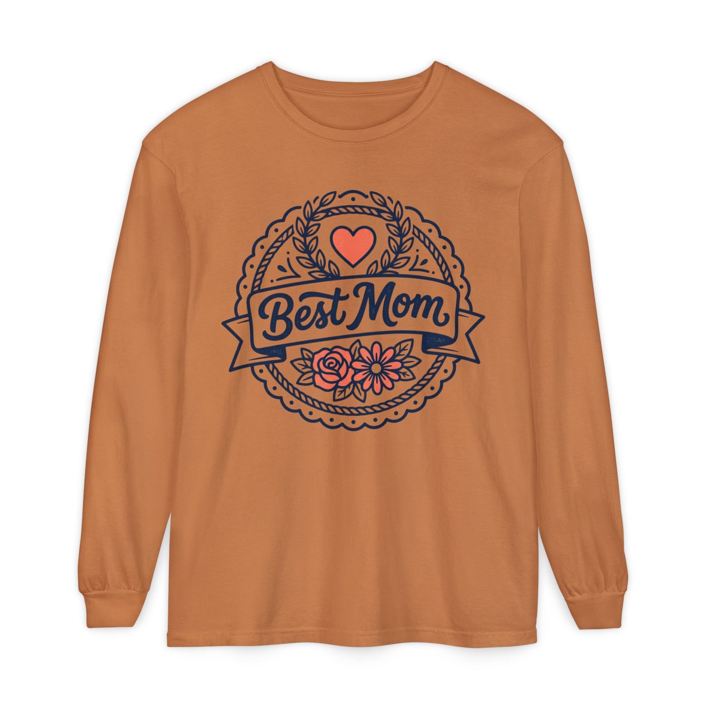 Best Mom Long Sleeve T-Shirt — Floral Heart Mother's Day Tee
