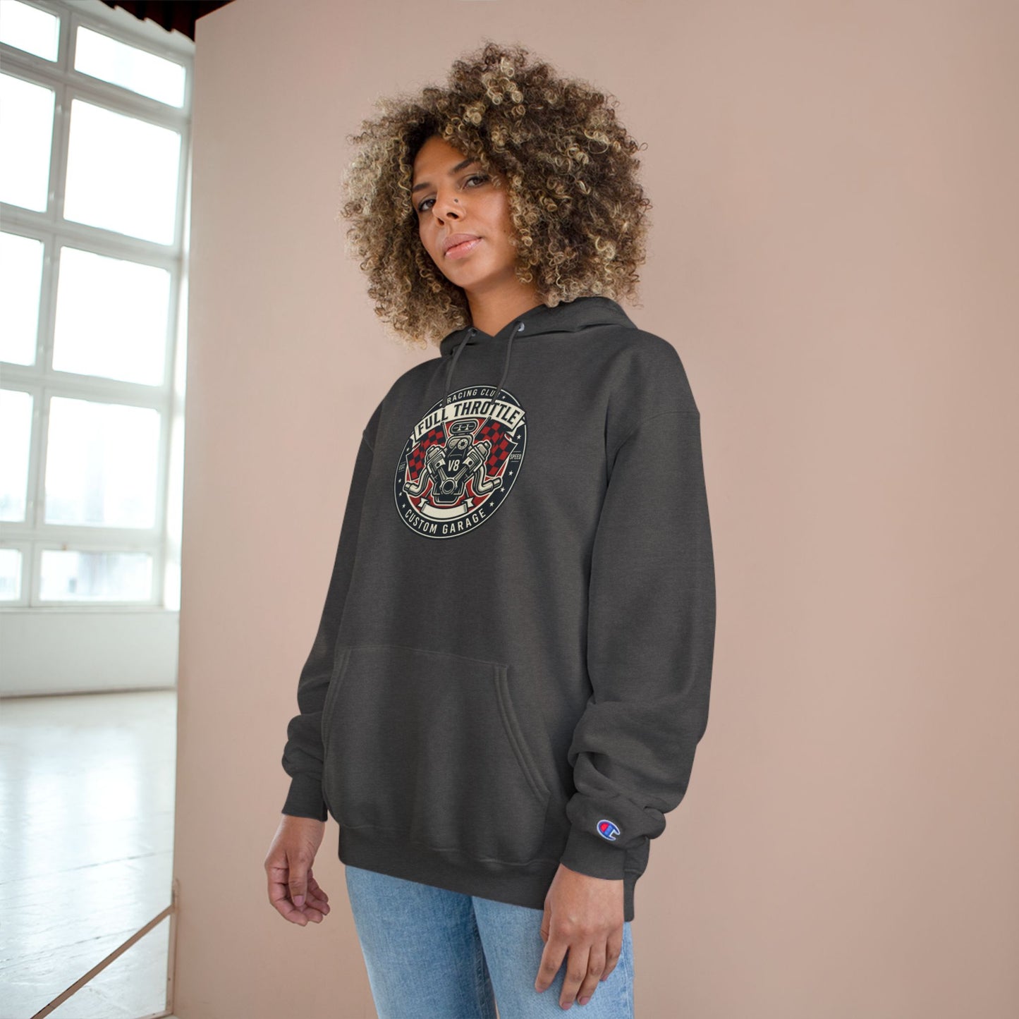 Full Throttle Champion Hoodie — Vintage Racing Graphic