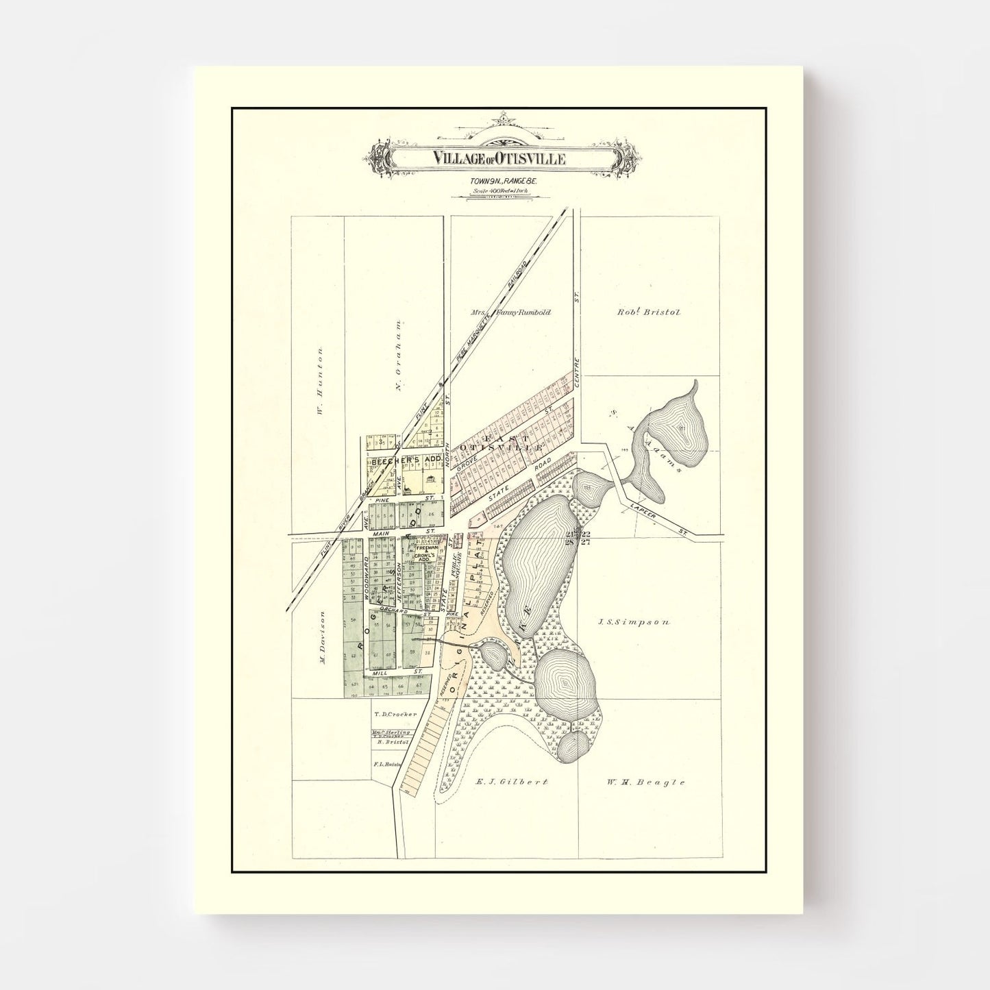 Vintage Map of Otisville, Michigan 1889