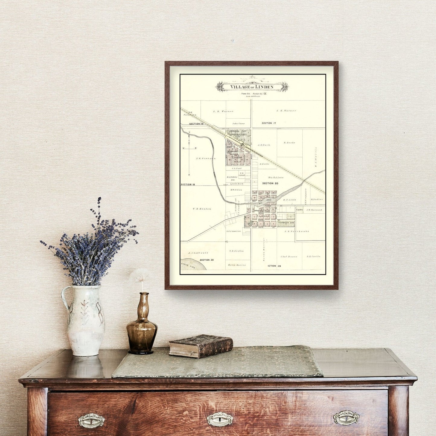 Vintage Map of Linden, Michigan 1889