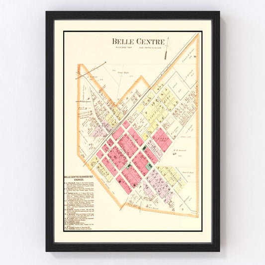 Vintage Map of Belle Centre, Ohio 1890