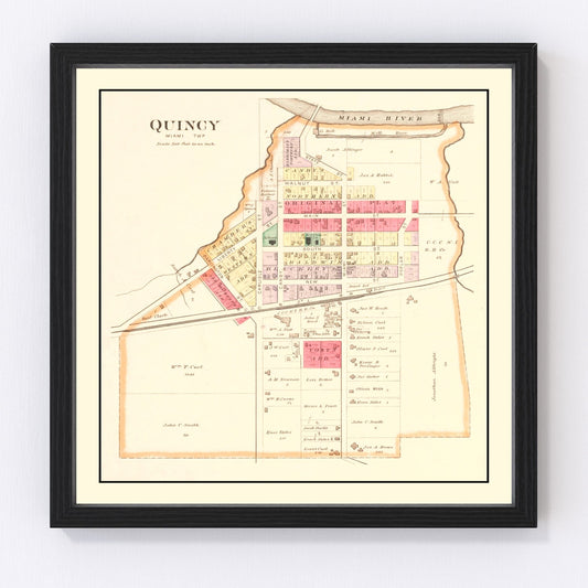 Vintage Map of Quincy, Ohio 1890
