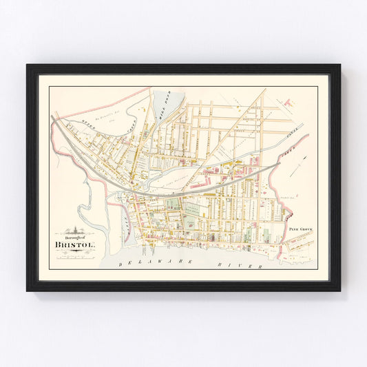 Vintage Map of Bristol, Pennsylvania 1891