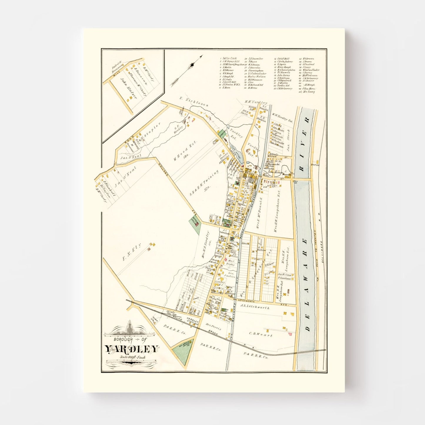 Vintage Map of Yardley, Pennsylvania 1891