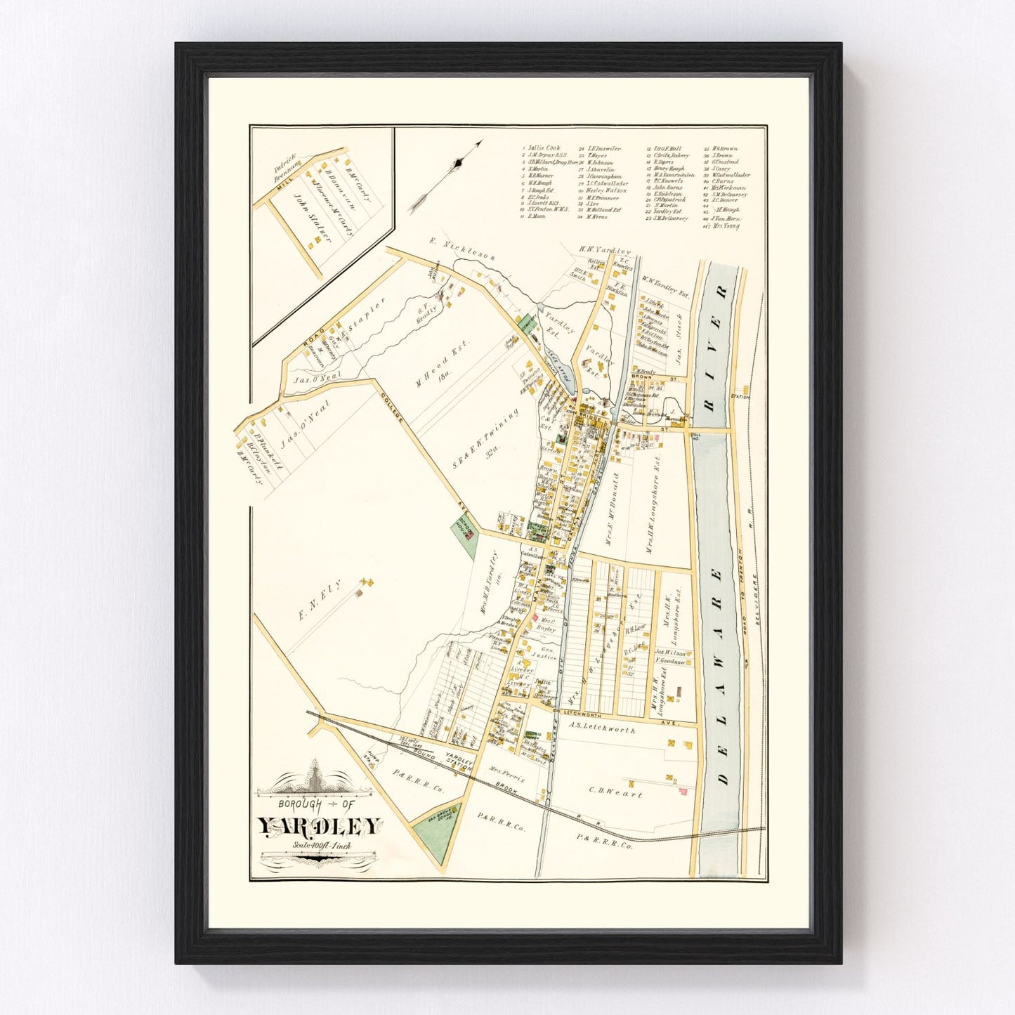 Vintage Map of Yardley, Pennsylvania 1891