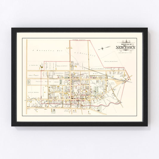 Vintage Map of Newtown, Pennsylvania 1891
