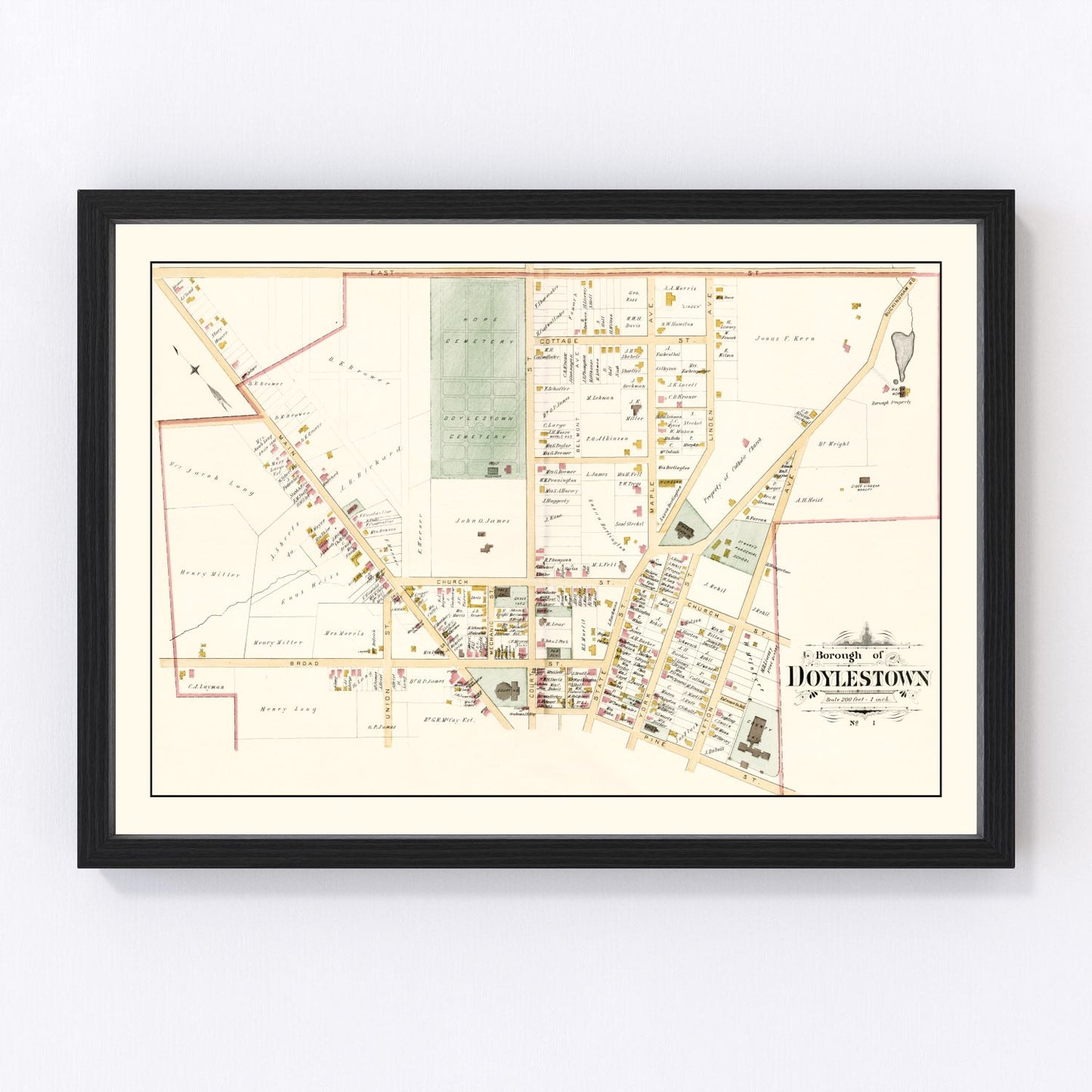 Vintage Map of Doylestown, Pennsylvania 1891