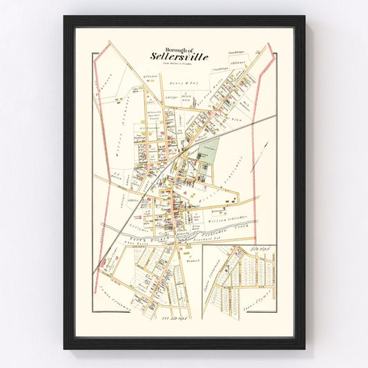 Vintage Map of Sellersville, Pennsylvania 1891