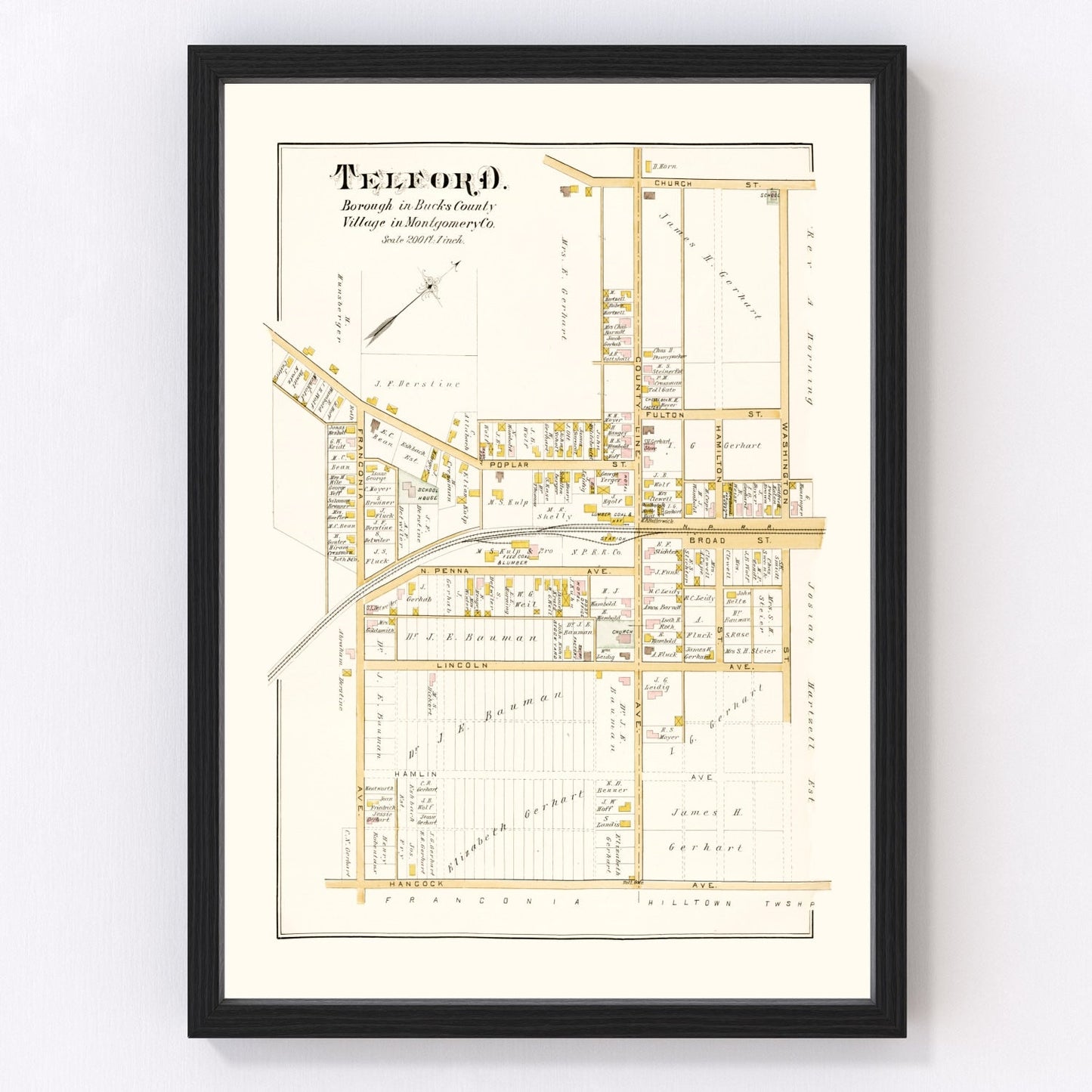 Vintage Map of Telford, Pennsylvania 1891